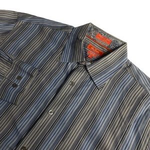 Faconnable Large Faco Club Blue Stripe‎ Long Sleeve 100% Cotton Pockets